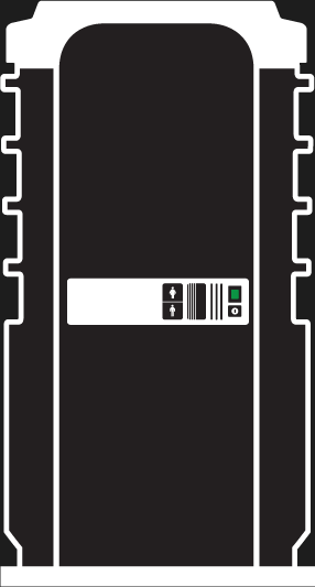 Portable restroom unit. Available in grey, blue, red and dark green.
